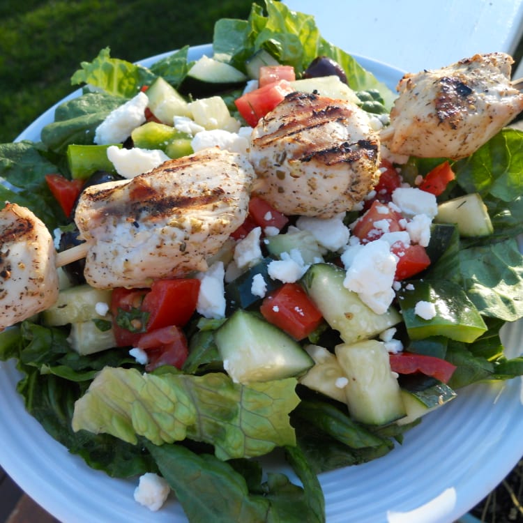Chicken Kabab Over Garden Salad.