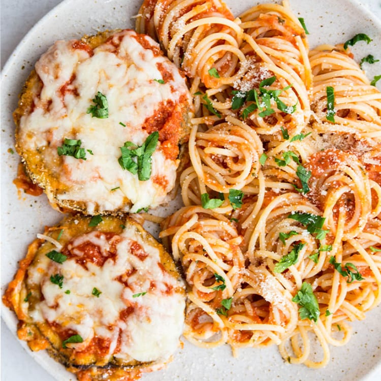Breaded Eggplant Parmesan Pasta.