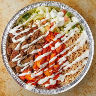 Halal Lamb & Beef Gyro Meat Over Rice with Pita