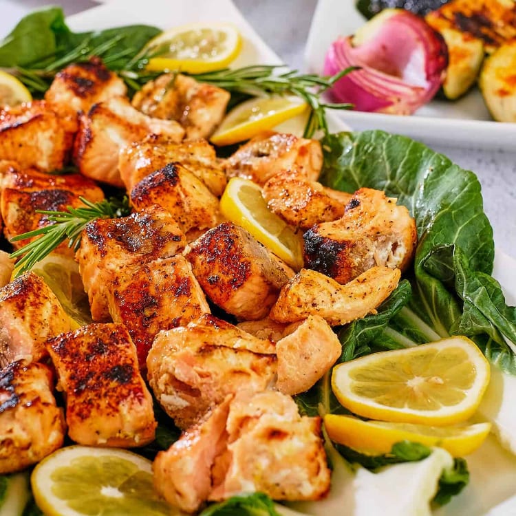 Grilled Salmon Kabob.